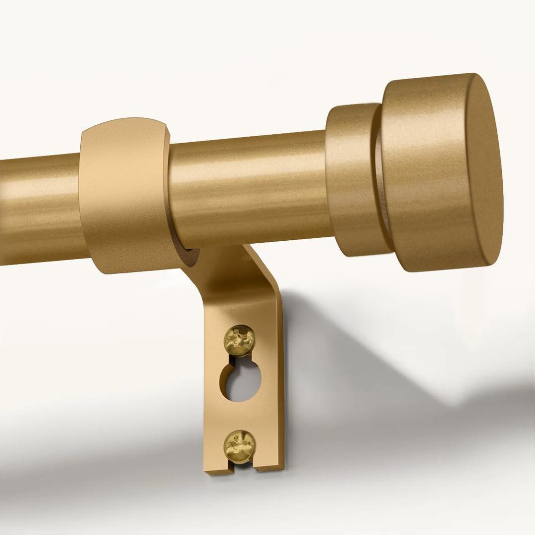 Lootkell Modern Gold Curtain Rods for Windows 28 to 48 Inches Adjustable Length Heavy Duty 1" Diameter Window Curtain Rod with Decorative Finials for Outdoor Bedroom Kitchen Living Room