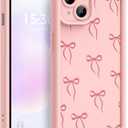 Case for iPhone 14, Pretty Pattern Design for Girls Women Silicone Cover, Soft TPU Material, Thicker Frame Shockproof Protective Girly Case for iPhone 14 (Pink Bow)