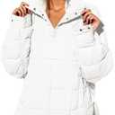 Fazortev Womens Oversized Puffer Jacket Quilted Dolman Hoodies Pullover Long Sleeve Lightweight Warm Tops Coat S