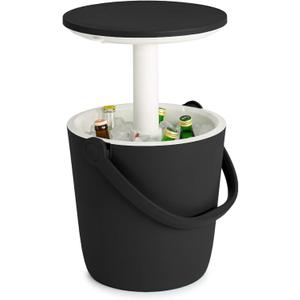 Keter Go Bar 4.2 Gallon Portable Beer and Wine Cooler with Handle and Pop Up Outdoor Table Perfect for Your Patio, Picnic, and Beach Accessories, Graphite