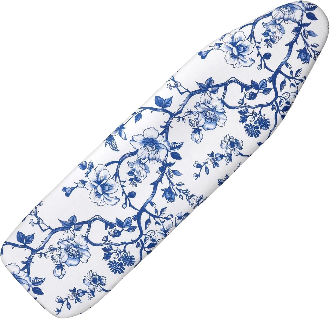 Tegeme Ironing Board Cover and Pad 15 x 54 Inch Cotton Thick Padded with Elastic Edge and Hook and Loop Laundry Room Decor Fits Standard Size (Chinoiserie)
