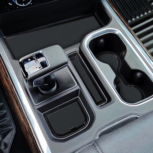 MOCHENT 7Pcs Center Console Liners for 2023 2024 2025 2026 Chevy Silverado/GMC Sierra 1500 & 2022 Refreshed 1500 Model, Premium Custom Non-Slip Cup Holder Mats, Full Console w/Bucket Seats ONLY, Black