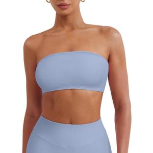YEOREO Strapless Bandeau Sports Bra for Workout Seamless Tube Top Gym Padded Wireless Bra (Medium, Jacaranda)
