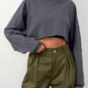 Ziesexy Cropped Sweatshirt Long Sleeve Crop Top Workout Oversized Sweatshirt Loose Crop Tops For Women Crewneck Sweatshirt