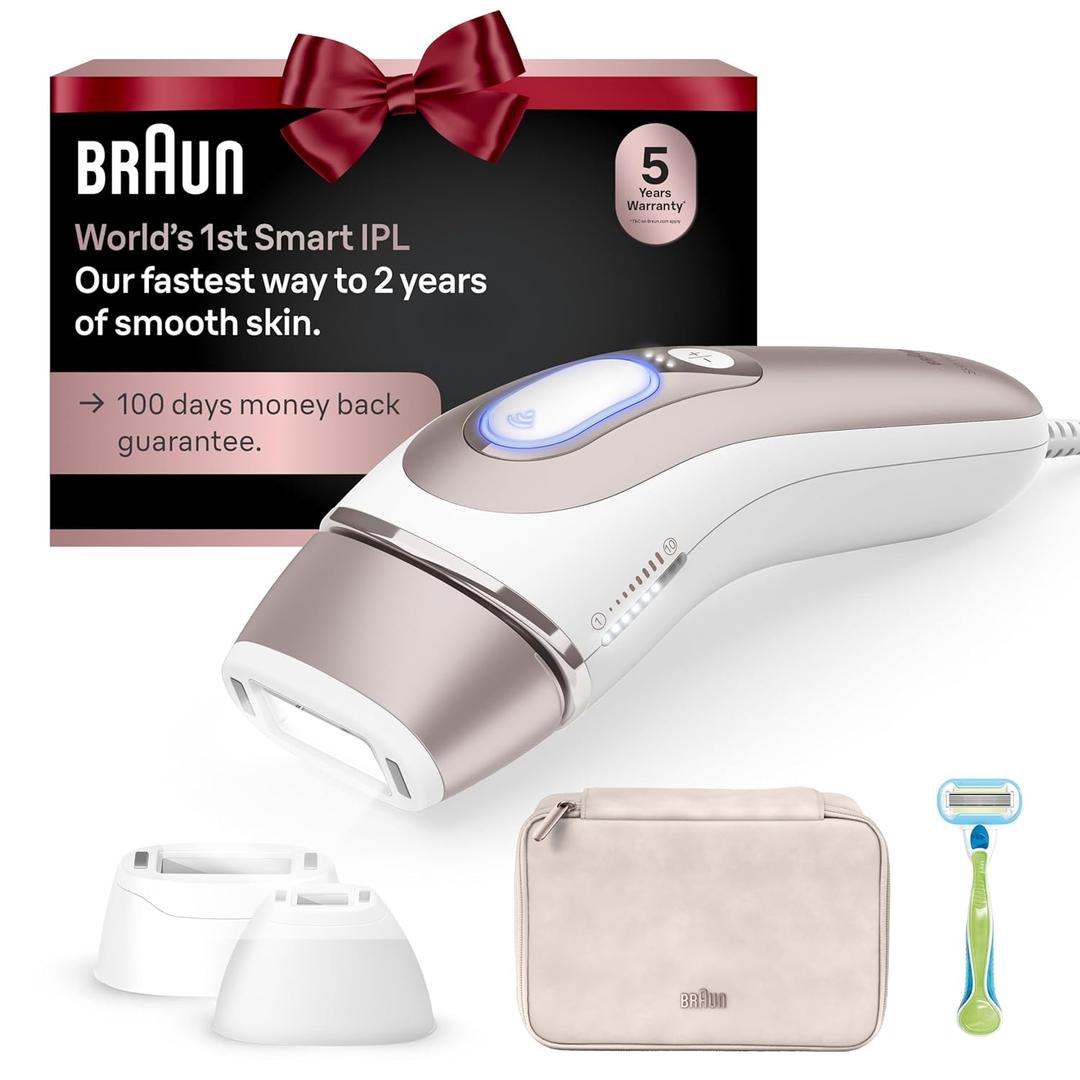 Braun Smart IPL, Skin iExpert Pro 7: at Home Laser Hair Removal, Permanent Visible Hair Reduction, Vanity Case, Venus Razor, 3 Smart Heads, IPL7243