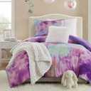 Intelligent Design Twin Comforter Set, Watercolor Twin Bedding Sets, Tie Dye Comforter Set for Teen Girl & Boys, 3 Pieces Cassiopeia Comforter, Sham, Throw Pillow Twin/Twin XL Lavender