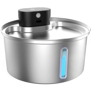 Wireless 3.2L/108oz Stainless Steel Cat & Dog Water Fountain  Cordless Pet Dispenser with Ultra-Quiet Pump, Motion Sensor, Easy-to-Clean Hygienic Design, Encourages Hydration, Multi-Pet Homes