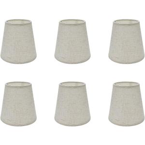 6Pcs Handmade Chandelier Shades,Linen Clip On Lamp Shades,Small Lamp Shade Set of 6 for Chandelier Lampshade,Light Cross linen