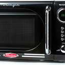 Nostalgia Retro Compact Countertop Microwave Oven, 0.7 Cu. Ft. 700-Watts with LED Digital Display, Child Lock, Easy Clean Interior, Black