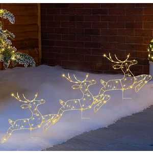 Christmas Pathway Lights Outdoor, 3-Piece Reindeer with 8 Lighting Modes Pre-lit LED Yard Stakes Christmas Holiday Garden Decoration
