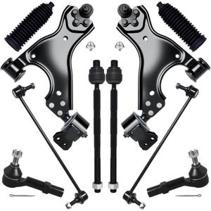 AUQDD 10Pc Front End Kit Fit For 2008-2017 Bu-ick Enclave Chevy Traverse, 07-16 G-MC Acadia, 07-10 Outlook, 2 Lower Control Arm 2 Sway Bar Link 4 Outer Inner Tie Rod End (# K621231 EV800572 K750155)