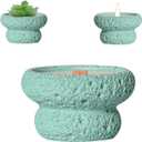 Meteorite Mushroom Shaped Spherical Aromatherapy Cup Cement Candle Holder Stone Decoration Candlesticks Holders 27.5 oz Capacity - Empty Candle Holders (Turquoise)