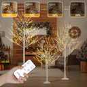 Lightshare Lighted Birch Twig Tree with Fairy Lights 4FT, 6FT and 8FT, Pack of 3 Warm White for Indoor Outdoor Home Christmas Holiday Decoration