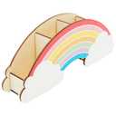 Bright Creations Rainbow Wooden Pen Holder for Desk Accessories, Cute School Supplies (12.6 x 5.04 x 2.32 In)