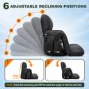 SUNNYFEEL Stadium Seat with Back Support, 4.7" Thick Cushion, 6 Reclining Positions Bleacher Chair with Shoulder Straps, Armrests & Storage Pockets, Non-Slip Strap, Portable for Sports Camping, 21"