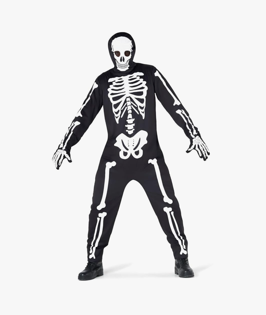 Morph Men's Skeleton Costume, Adult Suit Outfit for Halloween Large