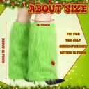 Geyoga 3 Pieces Furry Fuzzy Lime Green Set for Women 16" Long Leg Warmers Faux Fur Hats and Wrist Cuffs Covers Kits Fluffy Winter Gift Outfit for Halloween Costume Christmas Party Accessory