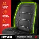 Motor Trend RGB LED Car Seat Protector with Remote — Color-Changing Front Seat Cover, 4 Modes (Music Sync, Pulse, Fade, Static), Universal Fit, Faux Leather Trim, Waterproof & Easy Install