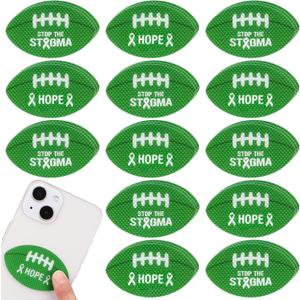 Eersida 100 Pcs Mental Health Awareness Items Bulk Green Mini Football Textured Rough Strips Football Stickers for Fundraiser Gifts