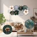MGFDT Gold & Silver Metal Wall Art, Multi-Color Floral, 46.06" x 22.04", 43"L x 23"W
