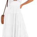 luvamia Long Flowy Dresses for Women Tiered Cut Out Midi Dress Self Tied Spaghetti Strap Summer Vacation Dinner Outfit, Size L