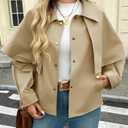 Tankaneo Womens Cropped Trench Coat Casual Lapel Single Breasted Cape Sleeve Short Jacket 2025 Fall Fashion Outerwear, S