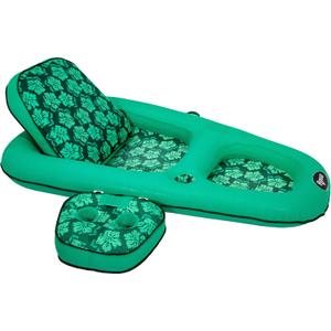 Aqua Campania Ultimate 2-in-1 Pool Float Lounge  Extra Large  Inflatable Pool Floats for Adults with Adjustable Backrest & Cupholder Caddy  Multiple Colors/Styles