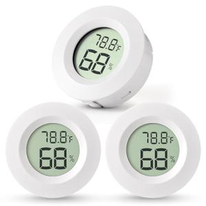 Atogou 3-Pack Mini Hygrometer & Thermometer, Indoor Outdoor Digital Humidity Meter Gauge Temperature, /, for Home, Office, Reptile, Car, Greenhouse, Lab, Terrarium, Cellar.. A01 White