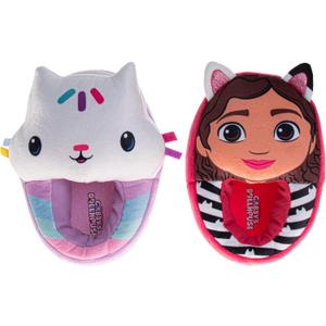Josmo Gabby Dollhouse Slippers for Girls Pandy Paws Plush Cat Bedroom Slippers Fuzzy Kids House Shoes - Pink Purple (Size 11-12 Little Kid)