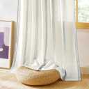 NICETOWN Extra Long Farmhouse Linen Curtains for Bedroom, French Blue Stripes, Privacy Light Filtering Drapes Rod Pocket Back Tab, Boho Chic Curtains for Living Room, 1 Pair, 52W x 84L