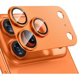 Tensea for iPhone 17 Pro Camera Lens Protector, Metal Aluminum Alloy Tempered Glass Cover Camera Screen Protector Accessories, Case Friendly (Orange)