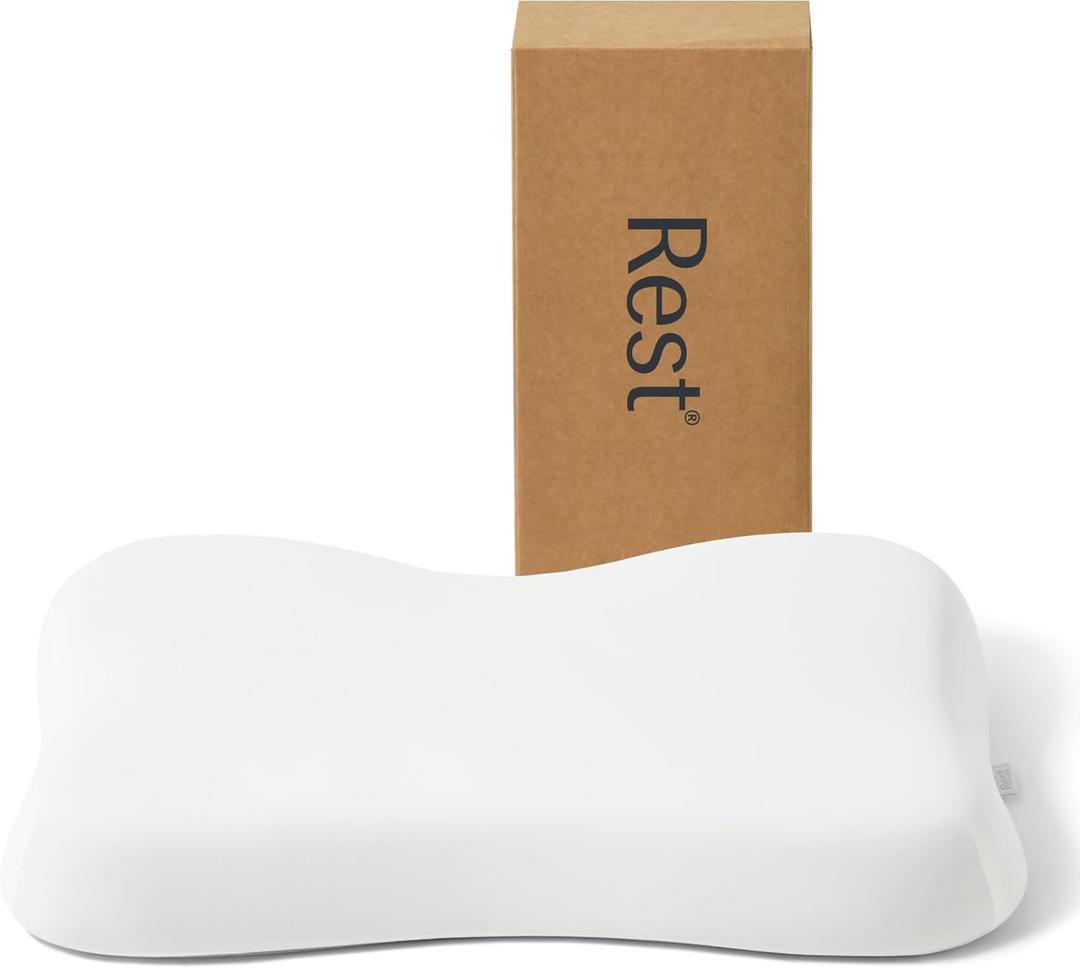 REST Evercool Cooling Pillow, Instant Cool-to-Touch Shell Fabric & Breathable Silicone Sponge Core for All-Night Temperature Regulation & Ergonomic Support, Medium Height, Arctic White