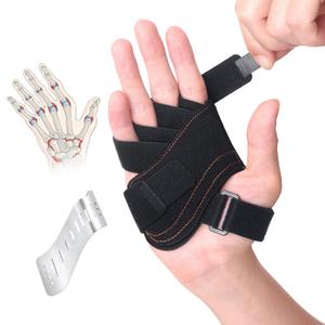 DrFinger Finger Ulnar Deviation Splint Brace, Finger Joint Deviation Orthopedic Corrector With Metal Bracket-Black-(Right-M)