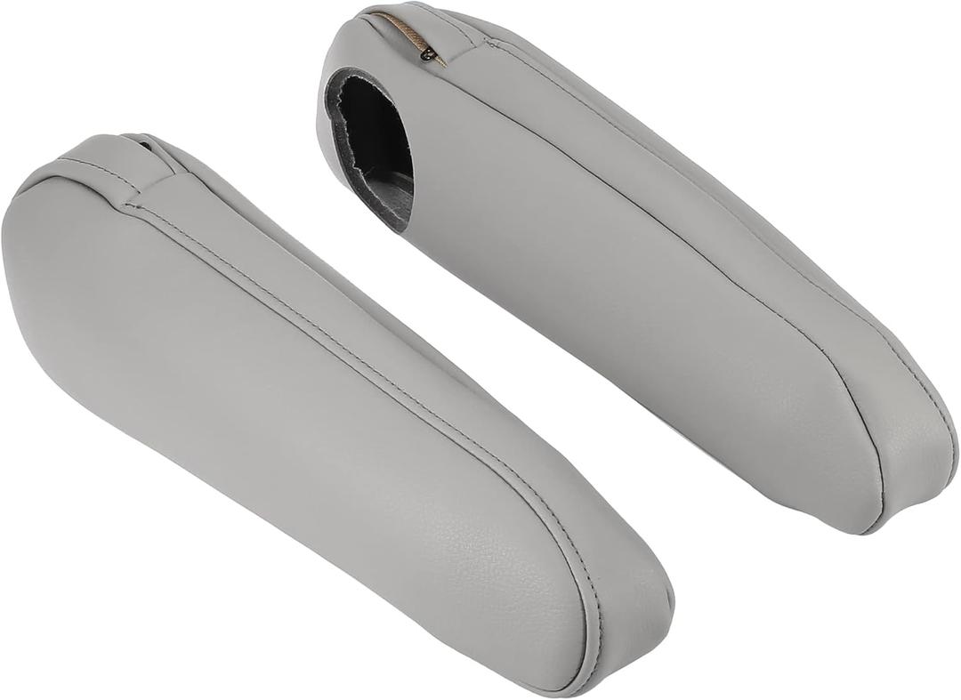 X AUTOHAUX 1 Pair Car Front Seat Armrest Cover Kit Microfiber for Toyota Sienna 2011-2017 Leather Gray