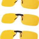 Night Driving Glasses Clip On Night Vision Glasses, Anti Glare HD Polarized Yellow Lens Compact Fit Non-Flip Up