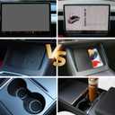 TOPABYTE 3PCS Center Console Accessories for Tesla New Model Y Juniper 2026 2025 Model 3 Highland 2024 Cup Holder Insert, Screen Edge Protector Frame, Wireless Charger Mat Silicone, Black