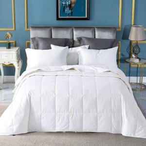 Globon Summer Down ComforterBlanket Queen Size, Extra Lightweight Duvet Insert for Hot Sleepers, Noiseless & Extra Soft,90x90 inches,10 Ounce Fill Weight, White