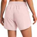 Ksmien Women's 5" Athletic Running Shorts Quick Dry Lightweight Workout Gym Shorts with Zipper Pockets UPF 50+ Pink M