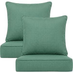 Deep Seat Cushion 22x24 2 Set (4 Pcs) for Outdoor Furniture, Water Repellent Fade Resistant Patio Cushions for Sofa, Chair, Lounge,Endive