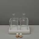 2Pack 25 oz Glass Bottles with Lid 750 ml Clear Empty Bottles with Cork Square Glass Bottle with Cap for Liquor Vodka Brandy Whiskey Beer Water Soda