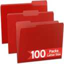 VZCPYTPM 100 Pack Red File Folder,1/3-Cut Tabs,Paper File Folders Letter Size,8.5x11 Manilla File Folders for Office Filing,School Projects and Home,Organizer Documents