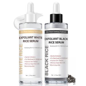 Face Exfoliant, Glow Rice Exfoliant Ampoule Duo, Gentle Soft Peel Exfoliating Face and Body Scrub Skin Shot, Lightweight Hydrating Glow Formula for All Skin, 5.4fl oz*1 Set
