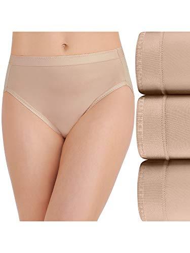 Vanity Fair Women's Comfort Where It Counts No Ride Up Panties, Hi Cut-3 Pack-Neutral, 9, 2XL