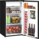 HOMCOM 3.2 Cu.Ft Mini Fridge with Freezer, Single Door Compact Refrigerator with Adjustable Thermostat, Shelf and Reversible Door for Bedroom, Dorm, Home Office, Energy Efficient, Black
