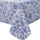 Vinyl Tablecloth with Flannel Backed Waterproof Oil-Proof PVC Table Cloth Wipeable Spill-Proof Plastic Table Cover for Indoor and Outdoor(Flower, 60 x 84 Inch Rectangle)