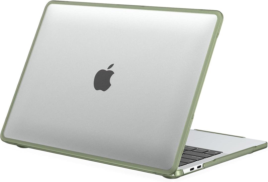 BlueSwan Anti-Cracking Hard Shell Case for MacBook Pro 13 inch, M2/M1 2025 2022-2017 A2338 A2289 A2251 A2159 A1989 A1706 A1708, Scratch Resistant & Drop-Protection Soft TPU Bumper, Frosted Clear Green