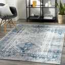 Livabliss Desta Vintage Oriental Area Rug, 3'11" x 5'7",Blue/White