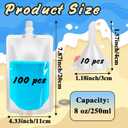 100 Pcs Plastic Flasks,8 Oz Concealable and Reusable Drink Pouches,Leak Proof Plastic Drinking Flasks for Travel Outdoor Sports Concerts Events