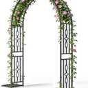 Metal Garden Arch, Heavy Duty Garden Trellis for Climbing Plants, with Enlarged Base for Stability, Ideal for Wedding Arches & Party Decorations, 55" W x 87" H