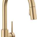 Delta Trinsic Touchless Kitchen Faucet with Touch Technology, Brushed Gold Kitchen Sink Faucet with Pull Down Sprayer, Single Hole, Champagne Bronze 9159TL-CZ-DST